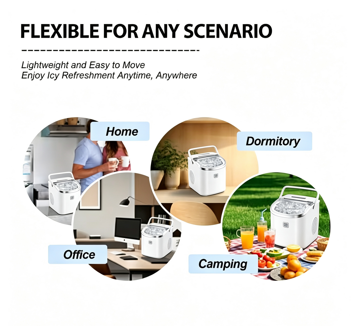 Portable White Countertop Ice Maker Machine, Fast 6-Min Bullet Ice, 29lbs Daily Ice Production, One Touch Control, Small/Large Ice Size Selectable for Home, Office, Camping in Tanzania