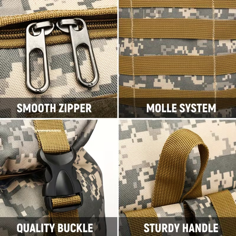 Large Capacity Tactical Hiking Backpack, Digital Camo Molle Backpack, Heavy-Duty Outdoor Camping Travel Rucksack for Tanzania