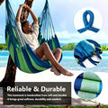 Hanging Hammock Chair, Blue Green Striped Swing Chair with Hanging Ropes & Storage Bag, Portable Outdoor Indoor Hammock for Camping, Garden, Patio