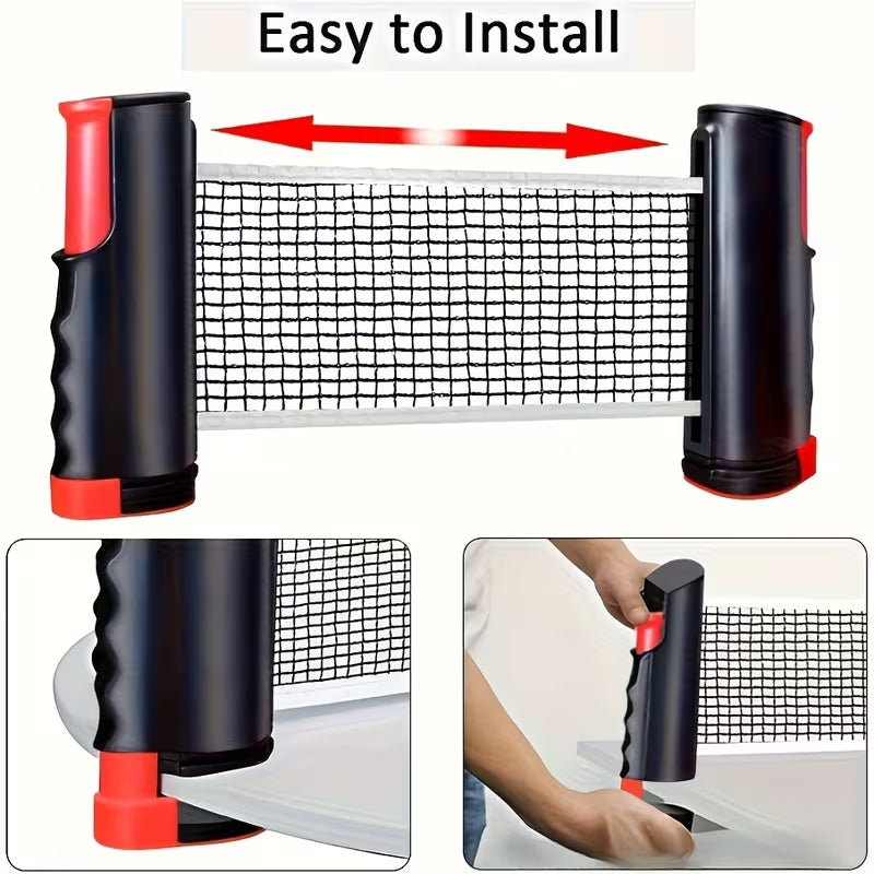 Portable Table Tennis Set with Retractable Net, 2 Ping Pong Paddles, 6 Balls & Storage Bag, Indoor Outdoor Ping Pong Kit for Kids Adults