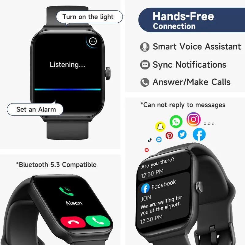 TOOBUR Smart Watch for Men Women | Bluetooth 5.3 Calling, IP68 Waterproof, 100 Sports Modes, Sleep & Activity Tracker Fitness Watch