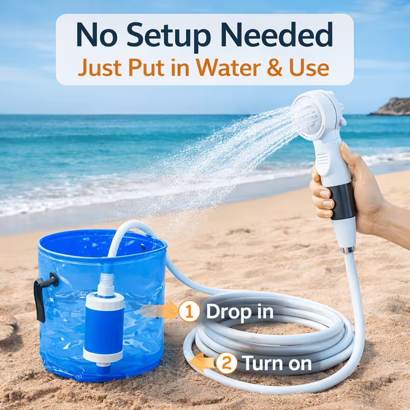 1Portable Watering System, Camping Shower, Outdoor Shower, Upgrade Rechargeable Electric Shower Pump, Suitable for Hiking And Climbing Bathing, Car And Motorcycle Cleaning, Beach Camping Bathing, Crop Watering, Pet Bathing, Holiday Gardening Watering