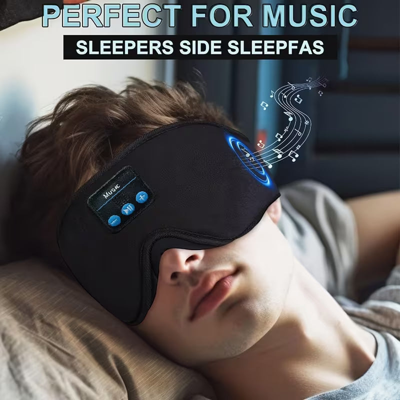 3D Bluetooth Sleep Mask with Built-in Headphones, Wireless Music Sleeping Eye Mask, 10H Playtime Light Blocking Sleep Headphones for Side Sleepers, Travel, Nap