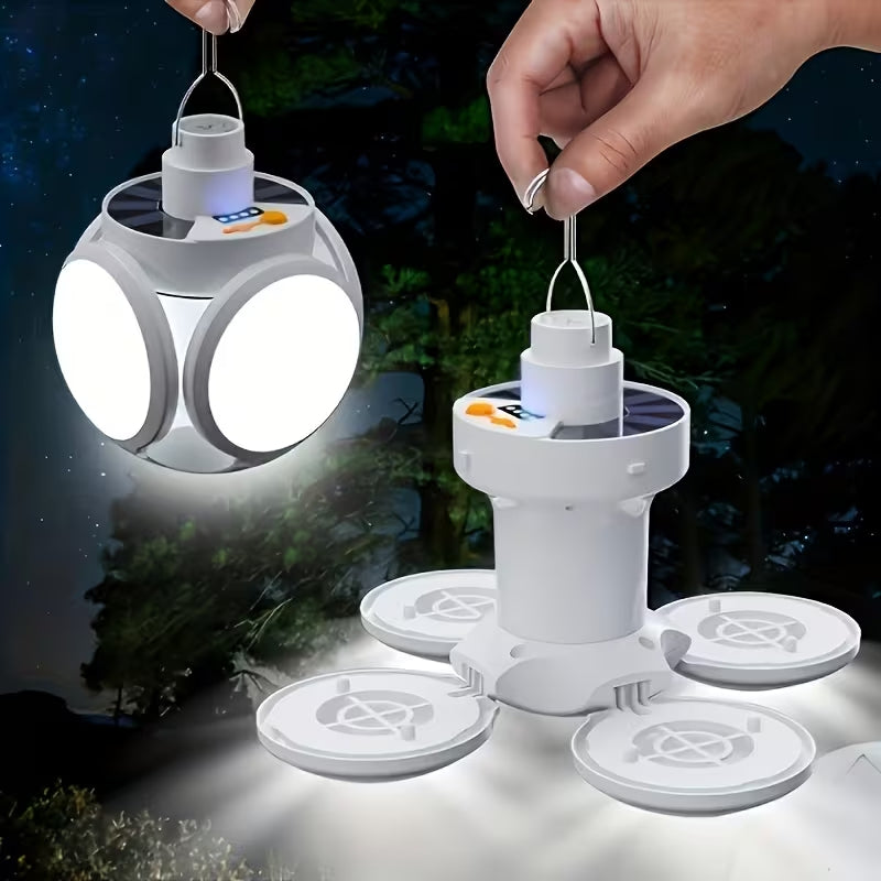 Solar Folding LED Bulb Light, Portable Rechargeable Emergency Hanging Lamp with 5 Modes, IP65 Waterproof for Home Power Outage Camping Tanzania
