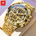 OLEVS Men Stainless Steel Luxury Chronograph Watch, Multifunctional with Date, Classic Business Dress Wristwatch, Gift for Men