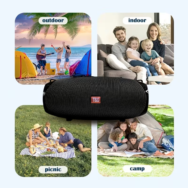 Portable Wireless Speaker, Dual Speakers, Wireless Speaker, TWS Stereo High-Resolution Audio, Hands-Free Calling/FM/TF Card/USB Drive, Connects to Phone/Tablet/TV, Supports Card & USB Drive, Compatible with TF Card/USB Drive/Built-in Microphone
