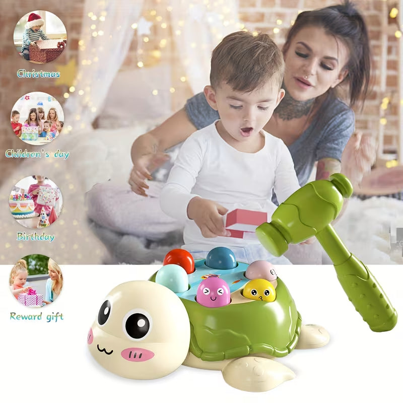 Turtle Whack A Mole Game Toy, Fine Motor Skills Early Learning Toy for Toddlers, No Batteries Kids Hammering Pounding Toy