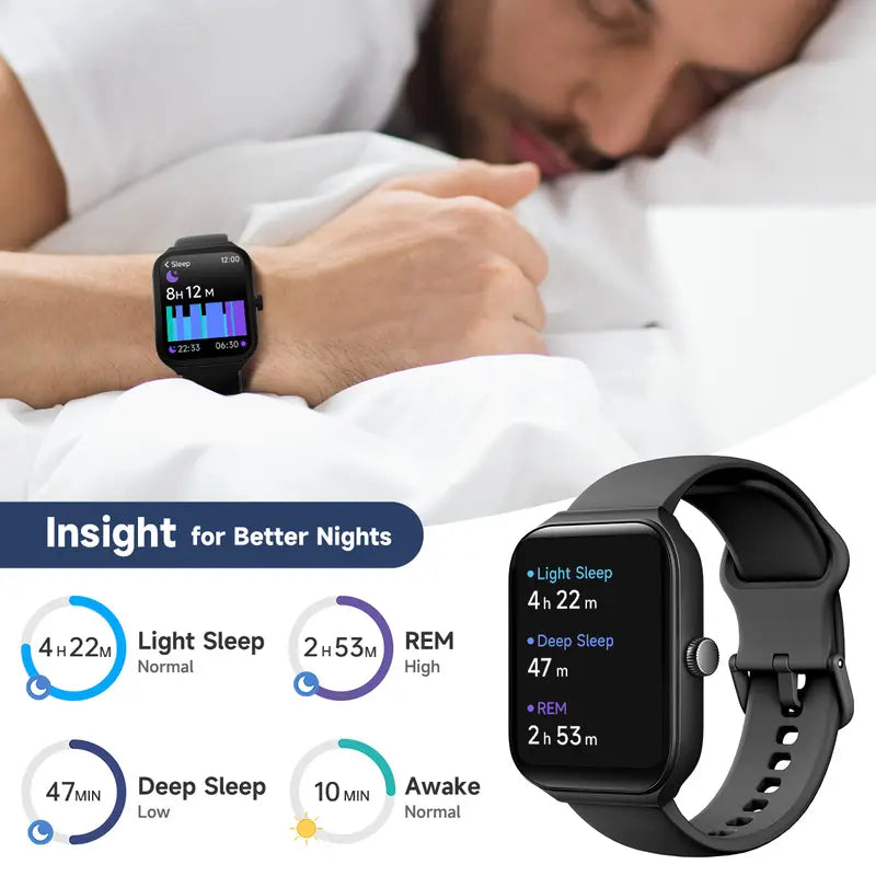 TOOBUR Smart Watch for Men Women | Bluetooth 5.3 Calling, IP68 Waterproof, 100 Sports Modes, Sleep & Activity Tracker Fitness Watch