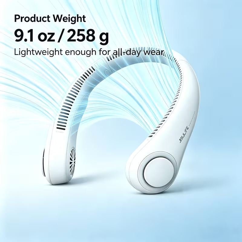 ISULIFE Portable Neck Fan – Hands-Free 360° Cooling Bladeless Fan