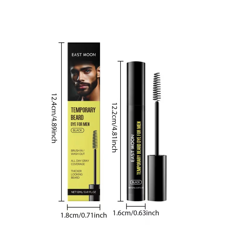 3pcs Set 0.41oz X 3pcss Men'S Black Beard Dye Eyebrow Tinting Cream with Brush Natural Long-Lasting Non-Fading Moisturizing
