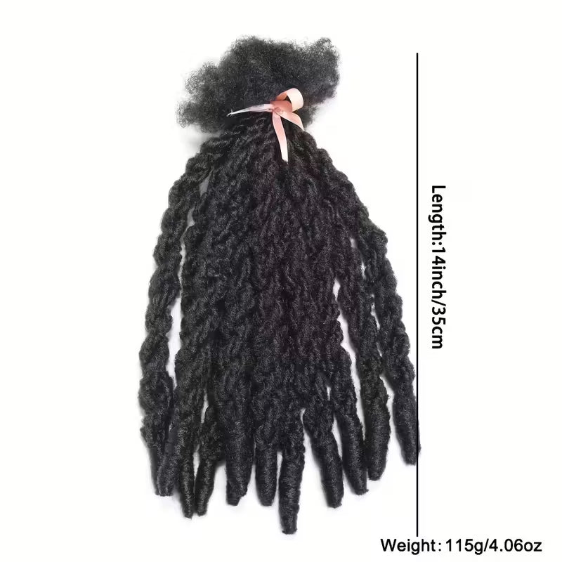 14 Inch Double Twist Faux Locs Crochet Hair, 12 Strands 1B Black Knotless Synthetic Dreadlock Hair Extensions for Men & Women