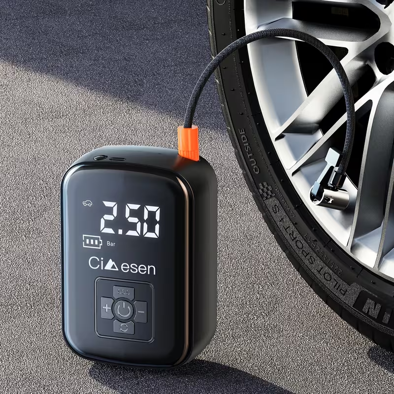 Rechargeable Portable Tire Inflator | Digital Cordless Air Compressor with SOS Light for Car, Bike, Motorcycle & Sports Balls