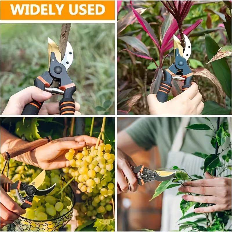 Heavy Duty Garden Pruning Shears, Sharp Bypass Secateurs for Tree Branches, Plants & Fruit Bushes, Ergonomic Garden Trimming Scissors