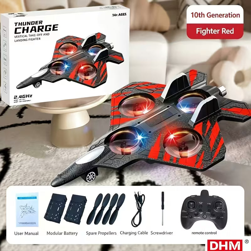 Drone, rechargeable battery, quadcopter with altitude hold/hover, affordable remote-controlled toy drone for beginners (indoor/outdoor use), fighter-jet style, RC aircraft; a great gift for boys and girls for Christmas, Halloween, or Thanksgiving.