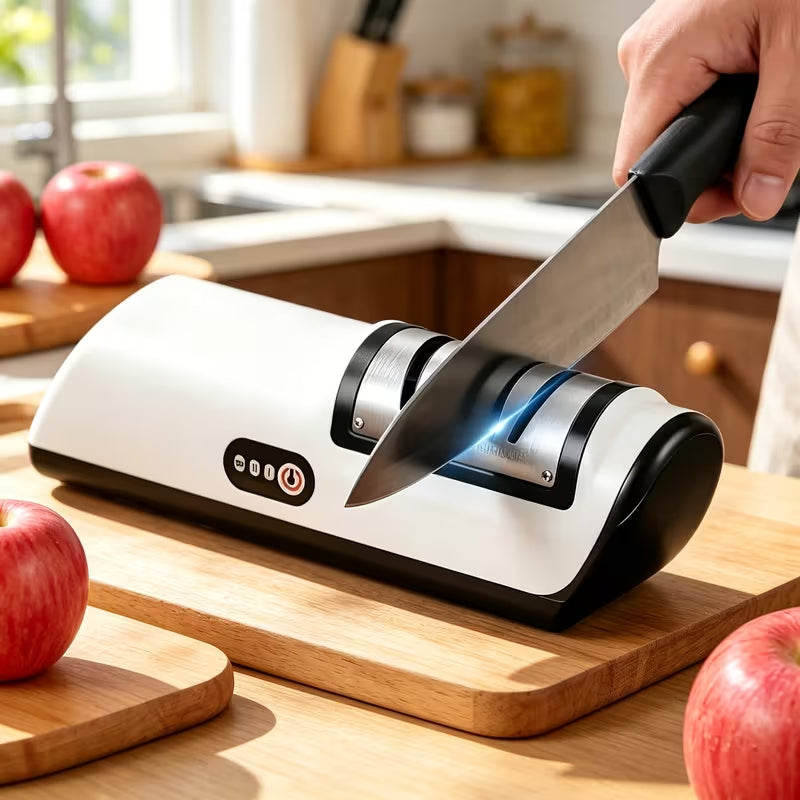 Knife Sharpener Professional 2-Stage Electric Knife Sharpener, Knife Sharpener for Kitchen Knives with Quick Sharpening and Polishing Function, Easy to Use for All Kinds of Kitchen Knives.