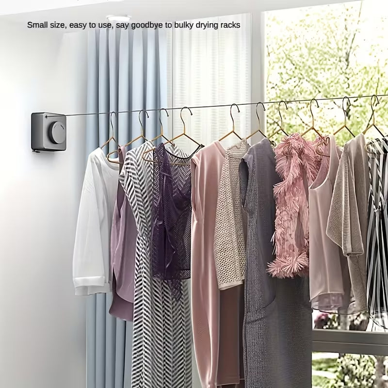 Retractable Clothesline, 15.1ft Heavy Duty Stainless Steel Washing Line, Wall Mounted Auto Retracting Laundry Rope with Lock, 20KG Load Capacity for Bathroom, Balcony, Indoor & Outdoor Drying