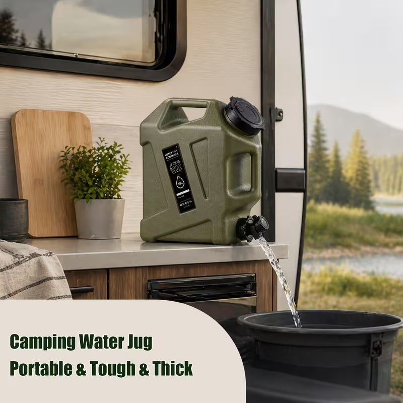 3.17-Gallon (12L) Water Container with Dual Handles and Spigot – BPA-Free PVC Tank – Versatile Water Storage for Outdoors, Camping, RVs, and Hiking