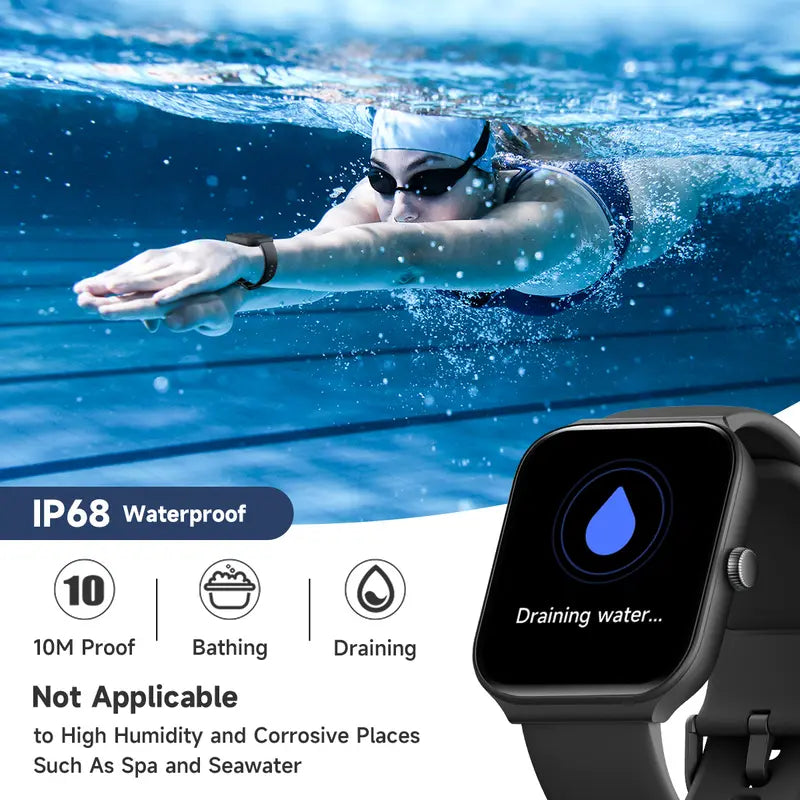 TOOBUR Smart Watch for Men Women | Bluetooth 5.3 Calling, IP68 Waterproof, 100 Sports Modes, Sleep & Activity Tracker Fitness Watch